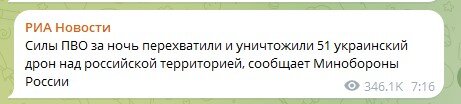 Скрін про збиті БпЛА у Росії