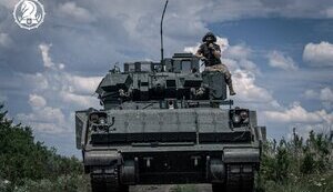 "Bradley" combat vehicle driver Slavik, call sign Salty: "Vehicle hits chain of 12 TM mines. Front end smashes, but everyone is alive, even not single seriously injured one"