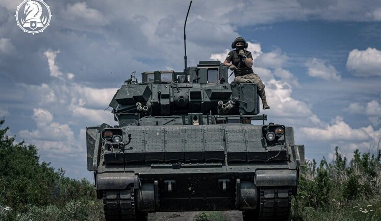 "Bradley" combat vehicle driver Slavik, call sign Salty: "Vehicle hits chain of 12 TM mines. Front end smashes, but everyone is alive, even not single seriously injured one"