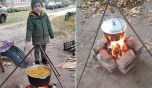 Люди готують їжу просто неба через відсутність світла та газу у Шостці на Сумщині. ФОТОрепортаж