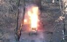 Russian ground drone is on fire