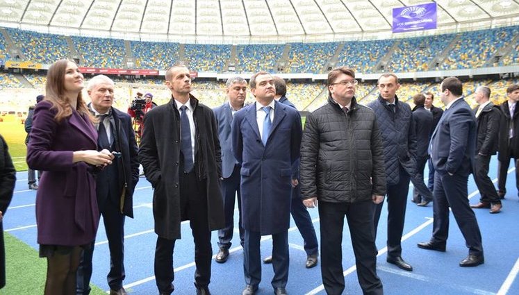 Глава УЄФА Чеферін проінспектував НСК "Олімпійський", який прийме фінал Ліги Чемпіонів-2018, - Жданов. ФОТО
