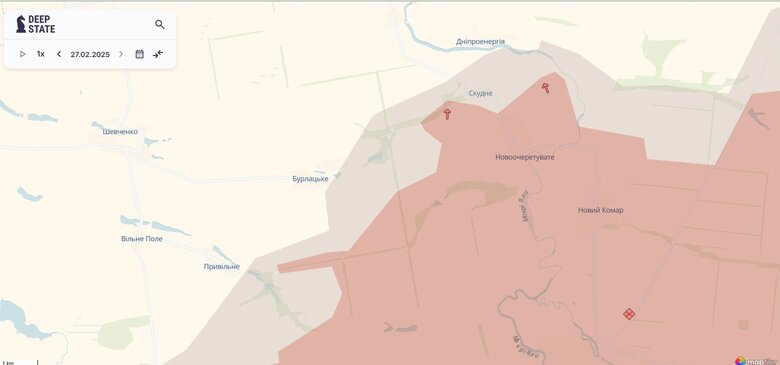 Maps of the enemy's advance as of 27 February