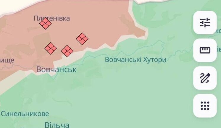 Russian forces have advanced near Vovchanski Khutory in Kharkiv region and Yablunivka and Horikhove in Donetsk region - DeepState. MAP