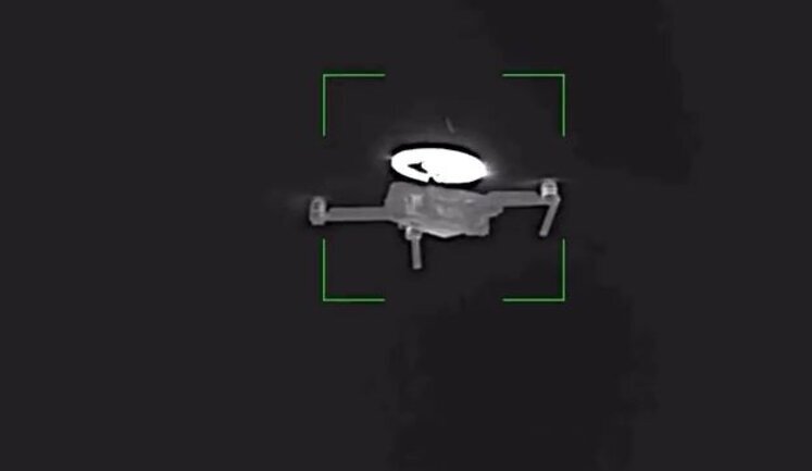 Enemy drone catches fire in air and crashes due to remote laser engine "heating". VIDEO