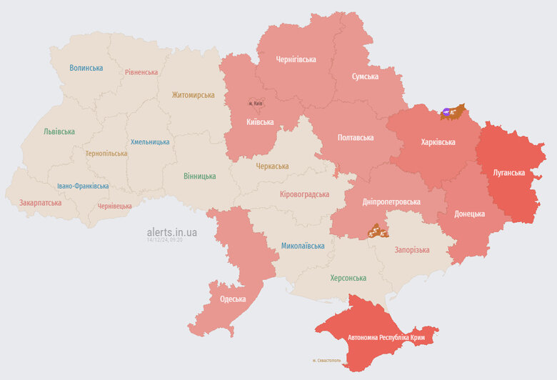 повітряна тривога 14 грудня