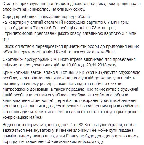 Продану оголошено підозру в незаконному збагаченні, - САП 02