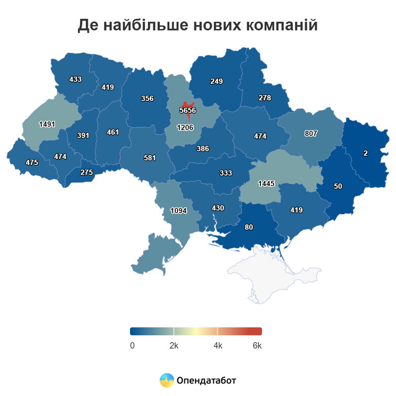 Де відкрили найбільше нових компаній