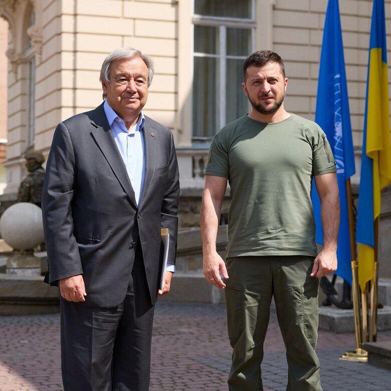 Зеленський на зустрічі з Гутеррішем обговорив експорт зерна і ядерний шантаж Росії на Запорізькій АЕС 02