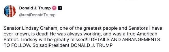 Трамп про смерть сенатора Грема