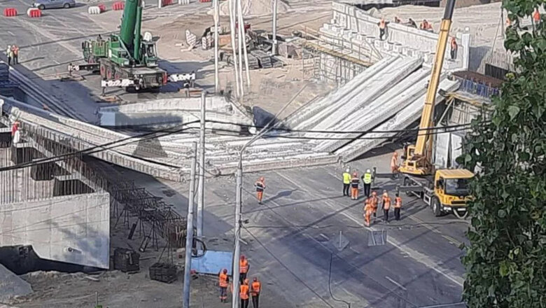 Beams collapse during installation of Dehtyarivskyi overpass in Kyiv 01