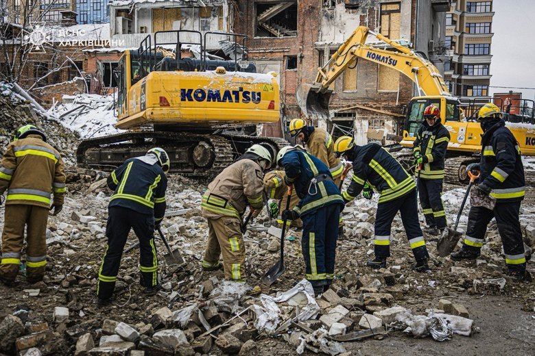 Emergency rescue operations were completed in Kharkiv after the Russian strike on 2 January.