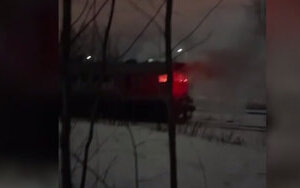 Locomotive transporting Russian munitions destroyed in St Petersburg