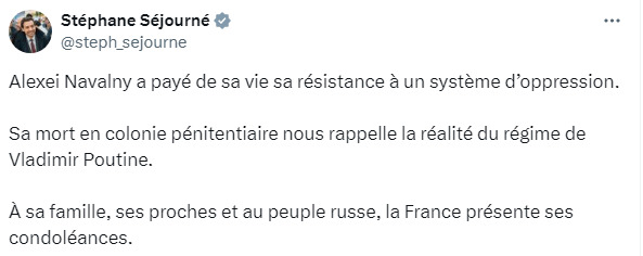 Міністр закордонних справ Франції Стефан Сежурне про смерть Навального
