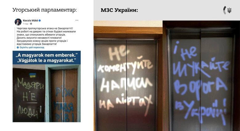 Угорщина каже про антиугорські написи в Мукачеві: реакція МЗС