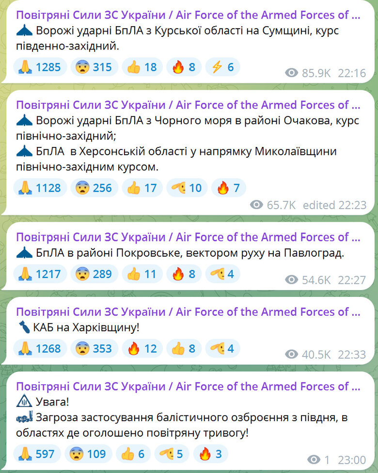 Повітряні сили про атаку Шахедів