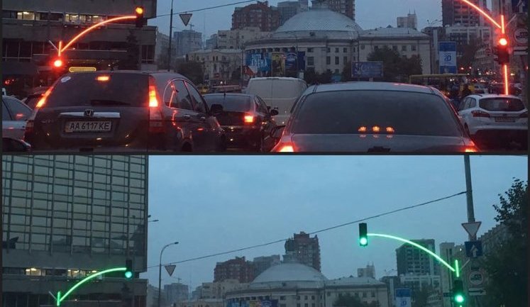 Незвичайний експериментальний світлофор з'явився в Києві. ФОТО