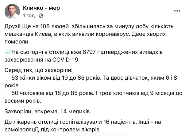 В Киеве за сутки зафиксировали 108 новых случаев COVID-19, - Кличко 02