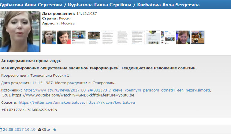 Russian journalist blacklisted by Myrotvorets for anti-Ukrainian piece about Independence Day. PHOTO