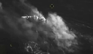 Уничтожение катера российского черноморского флота с десантом у западного побережья Херсонщины. ВИДЕО