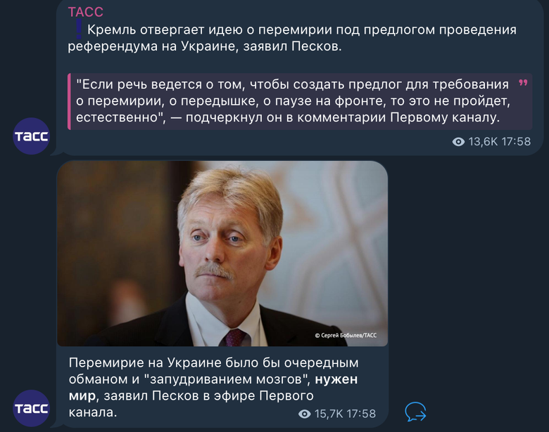 Кремль відкинув ідею про перемир'я для проведення референдуму в Україні