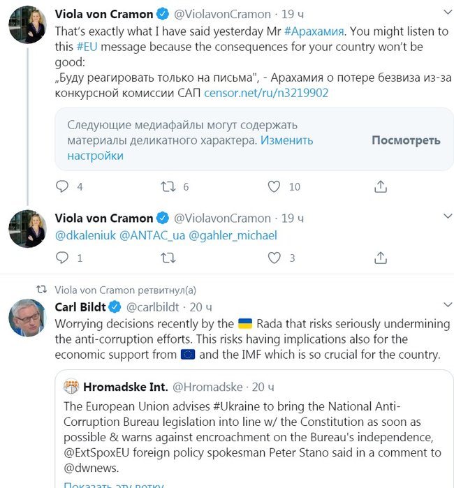 Євродепутатка фон Крамон відповіла Арахамії: Варто прислухатися, адже наслідки для вашої країни не будуть хорошими 01