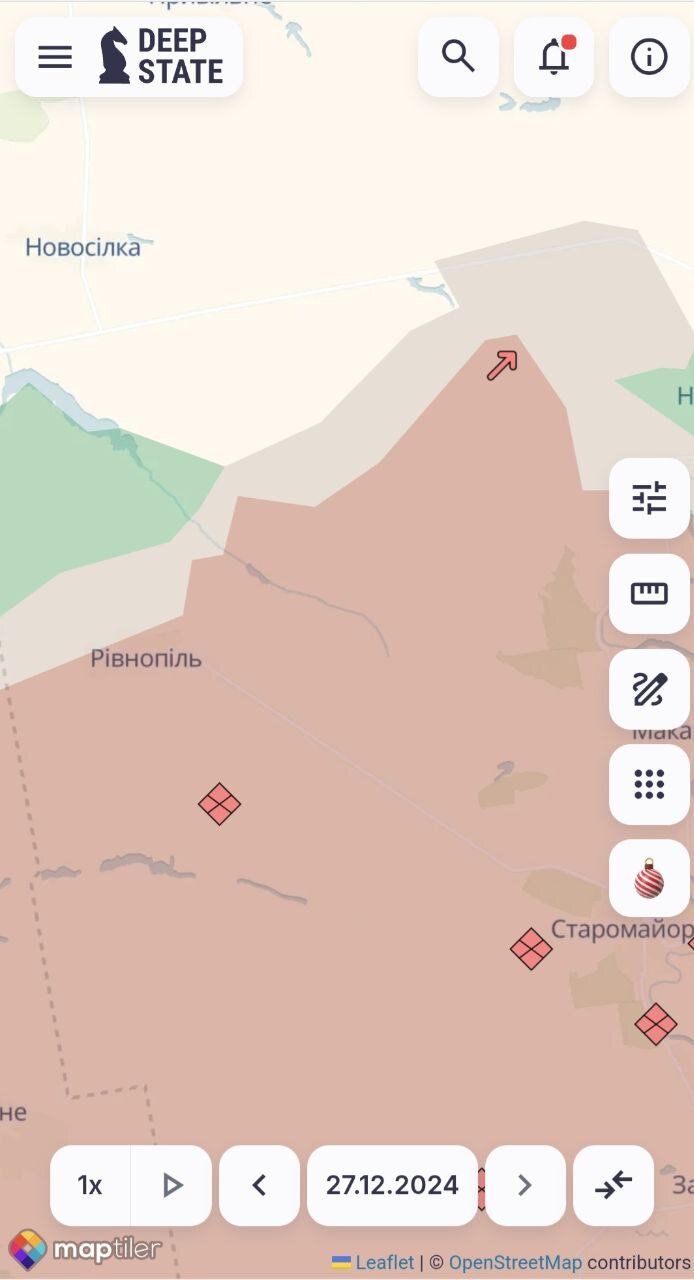 Просування військ РФ на Донеччині 28 грудня