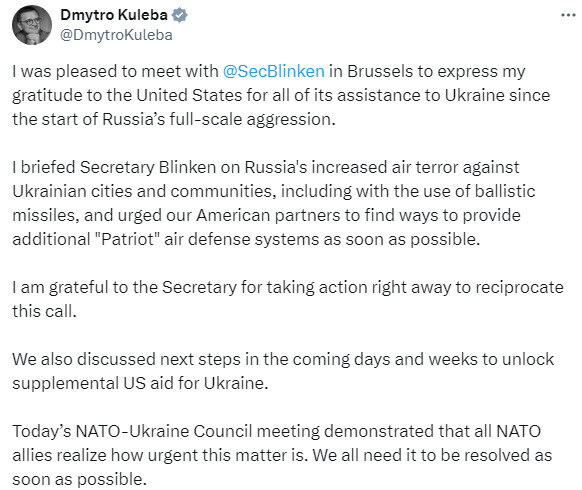 Кулеба про зустріч з Блінкеном