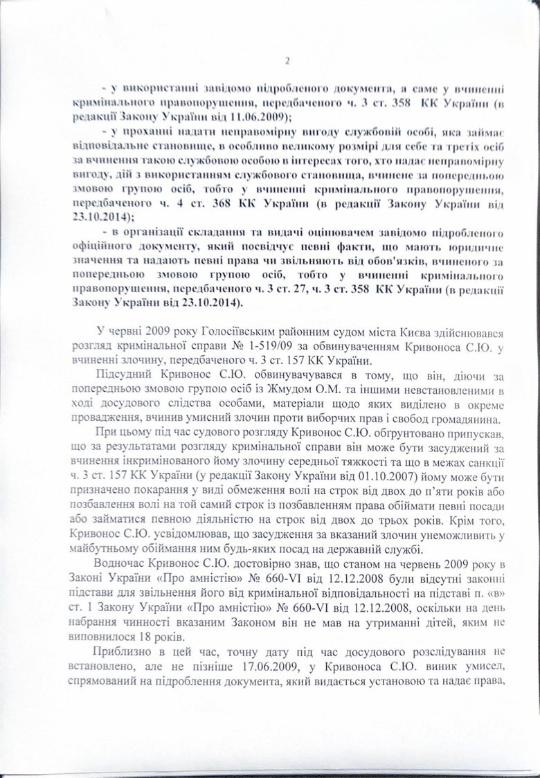 Charges against NABU Director Kryvonos: full text