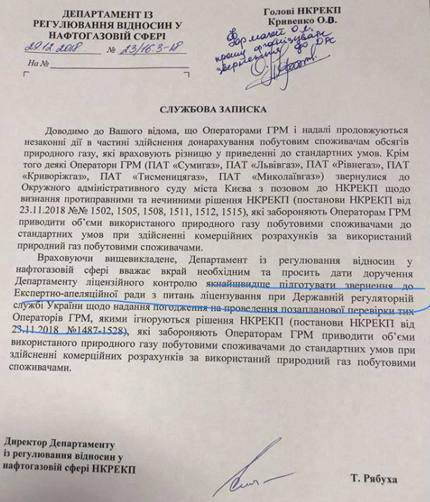 Оператори газорозподільних мереж незаконно нараховують споживачам додаткові обсяги газу, - Нафтогаз 01
