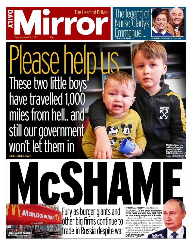 Діти гинуть, люди тікають з домівок – за що?: перші шпальти провідних світових ЗМІ кричать про військові злочини РФ в Україні 01