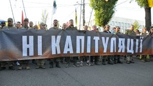 Марш спротиву капітуляції відбувається в Києві. ВIДЕО