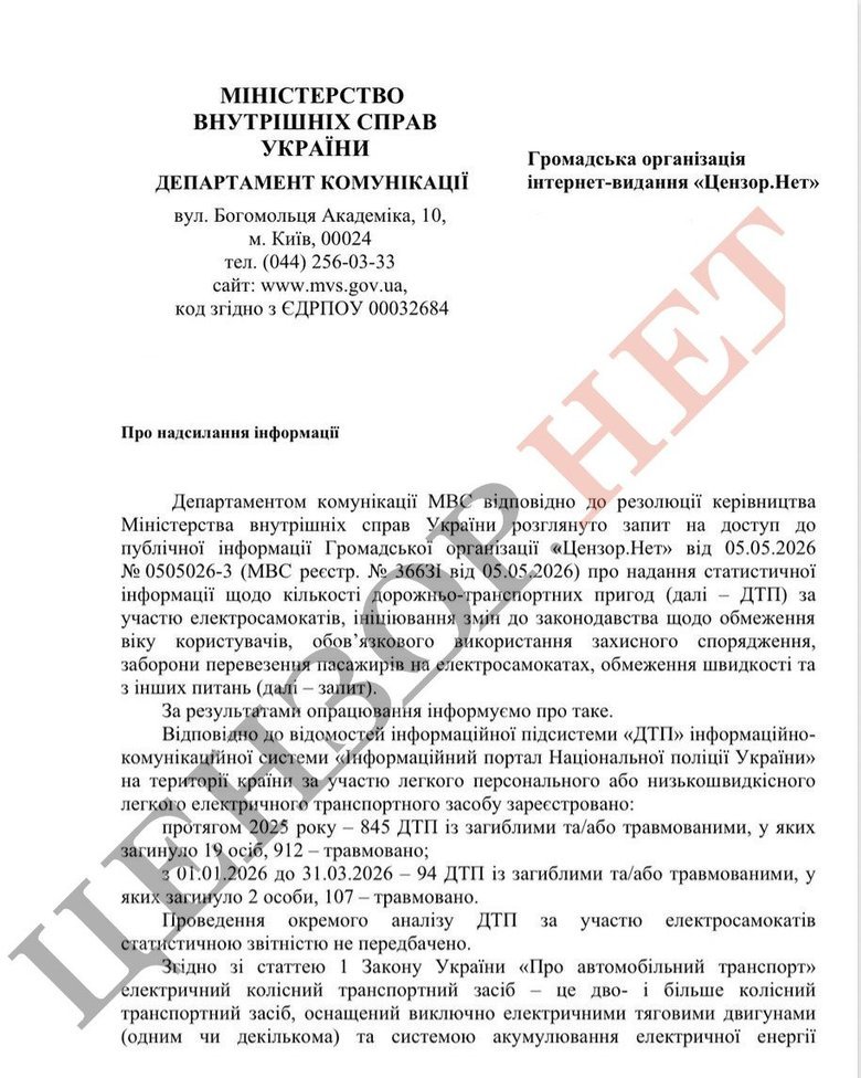 ДТП за участю електротранспорту: у МВС назвали статистику