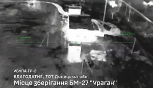 Пілоти ССО вдарили FPV-дронами по РСЗВ "Ураган" та рашистах на Донеччині. ВIДЕО