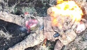 Wounded occupier dying in fire. VIDEO 18+