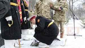 Capsule of future monument to Ivan Bohun laid in territory of Kyiv military lyceum. PHOTOS