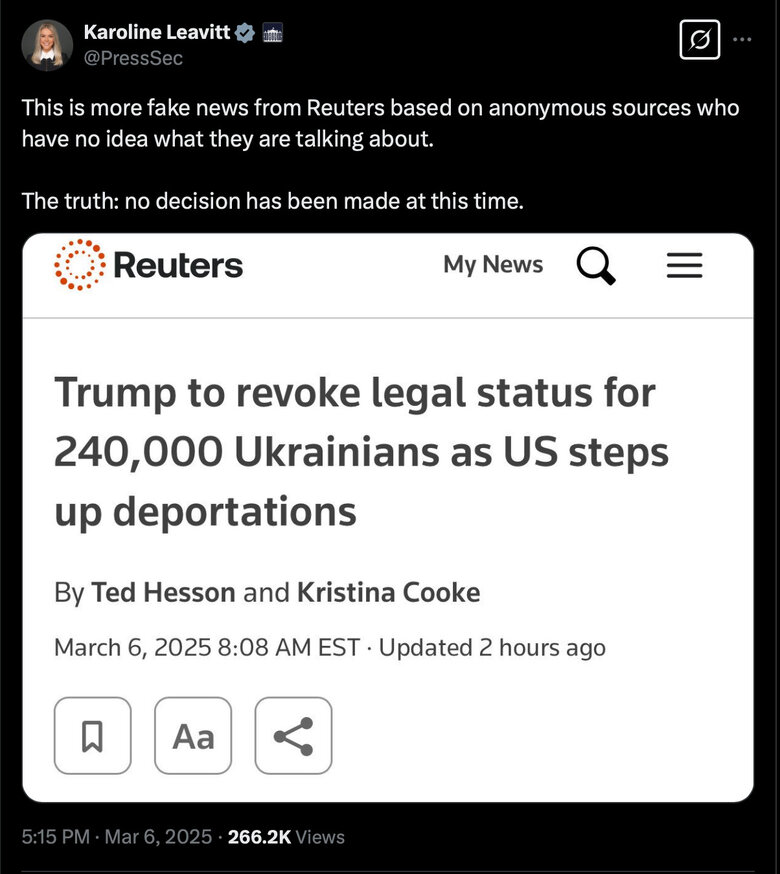 US will not revoke legal status for 240 thousand Ukrainians - White House