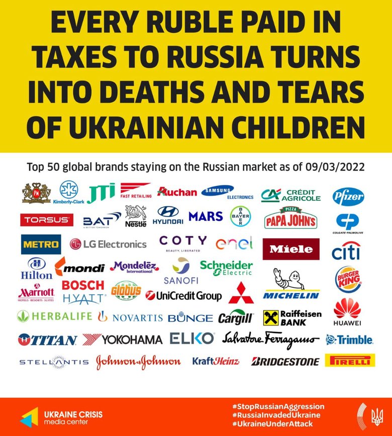 МЗС оприлюднило перелік глобальних компаній, які продовжують бізнес в Росії 01