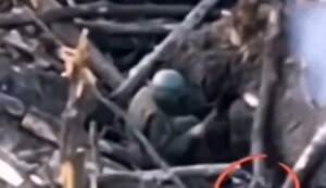 Occupier hit kamikaze drone that had fallen into his trench five times with stick. VIDEO