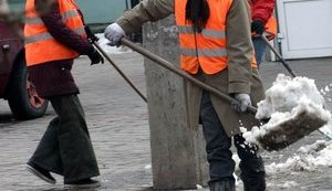 В Донецке африканцы убирают улицы от снега. ФОТО