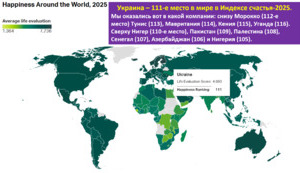 Индекс счастья 2025. Украина на 111-м месте из 147 стран мира. Какое Государство нужно Украинцу для счастья.