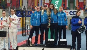 Ukrainian female fencing team beats Russia, wins gold in final of World Cup. PHOTO