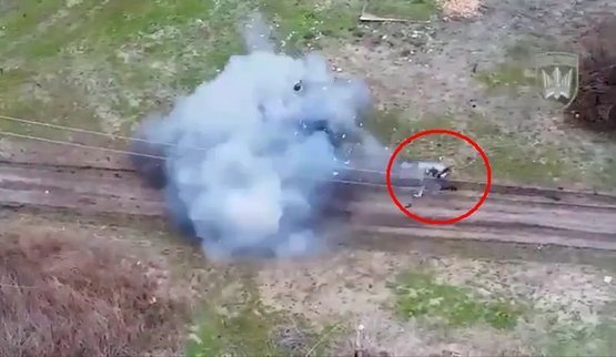 The Russian’s body flies down the road