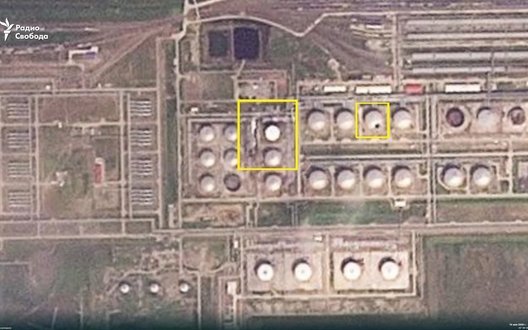 Кадри наслідків атаки по нафтотерміналу "Таманьнєфтєгаз" Краснодарського краю РФ. ВIДЕО