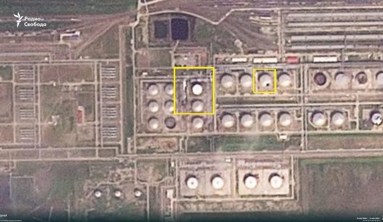 Кадры последствий атаки на нефтетерминал "Таманьнефтегаз" Краснодарского края РФ. ВИДЕО