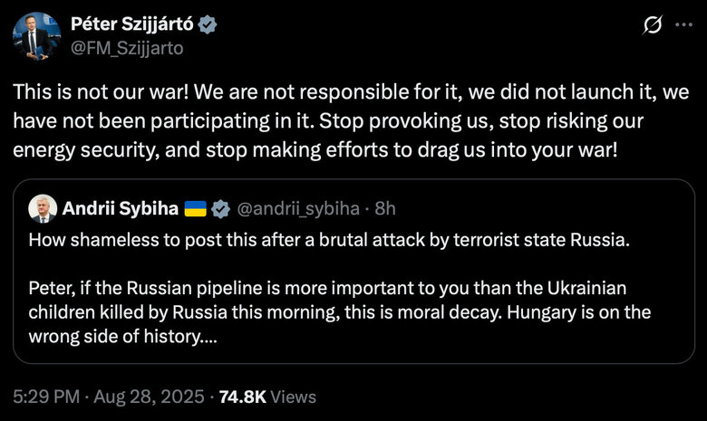 Сійярто відповів на заяву Сибіги щодо заборони Мадяру