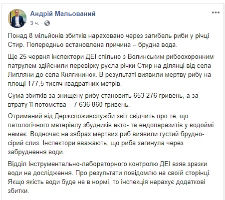 Масовий мор риби на Волині: збитки оцінюють у понад 8 млн грн 01 Масовий мор риби на Волині: збитки оцінюють у понад 8 млн грн 01