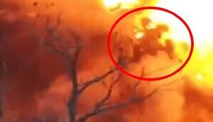 Two occupiers fly on an ATV after hitting anti-tank mine. VIDEO