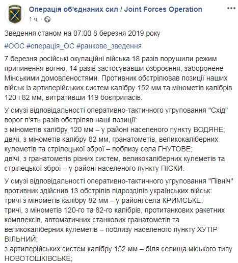Враг за сутки 18 раз атаковал позиции ОС: ранены 5 украинских воинов, уничтожены 4 оккупанта и БМП 01