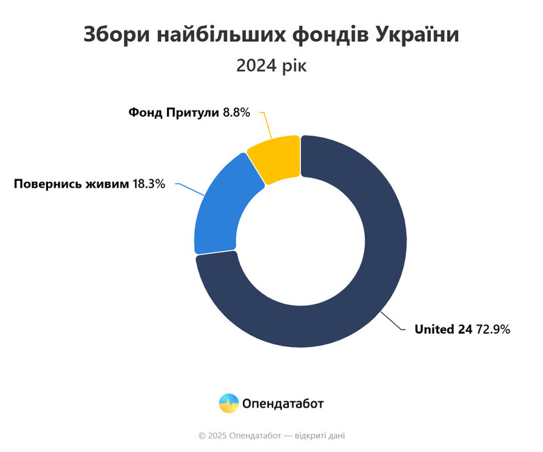 Скільки донатів зібрали найбільші благодійні фонди у 2024 році